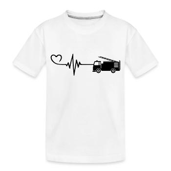 Fire Engine Pulse Heart Love - Kids' Premium Organic T-Shirt - white - Front