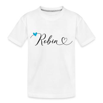 Robin Nom Prénom Calligraphie Coeur - T-shirt bio Premium Enfant - blanc - Devant