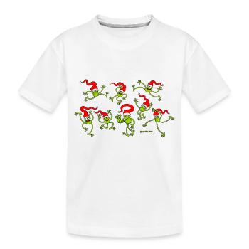 Grenouilles dansent et fêtent Noël joyeusement - T-shirt bio Premium Enfant - blanc - Devant