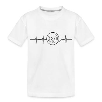 Plattenspieler Herzfrequenz - Kinder Premium Bio T-Shirt - Weiß - Vorne