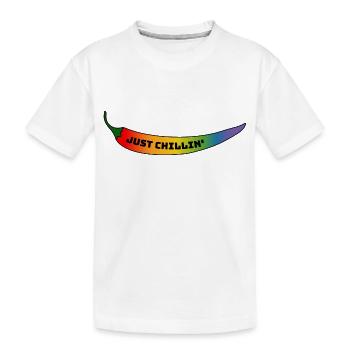 CSD Gay T Shirt Rainbow Chili just chillin - Kids' Premium Organic T-Shirt - white - Front