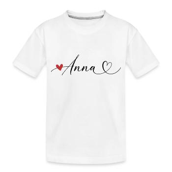 Anna Last name First name Calligraphy heart - Kids' Premium Organic T-Shirt - white - Front