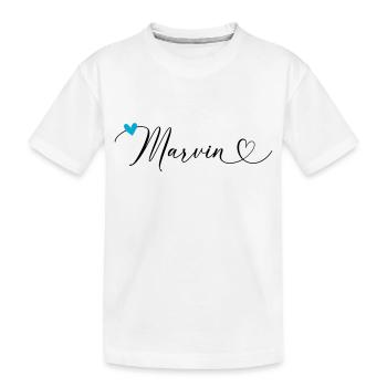 Marvin Name Vorname Kalligrafieherz - Kinder Premium Bio T-Shirt - Weiß - Vorne