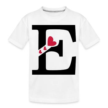 Capital lettre E avec des coeurs - T-shirt bio Premium Enfant - blanc - Devant