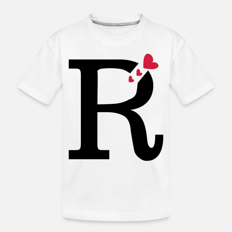Großbuchstabe R mit Herzen - Kinder Premium Bio T-Shirt - Weiß