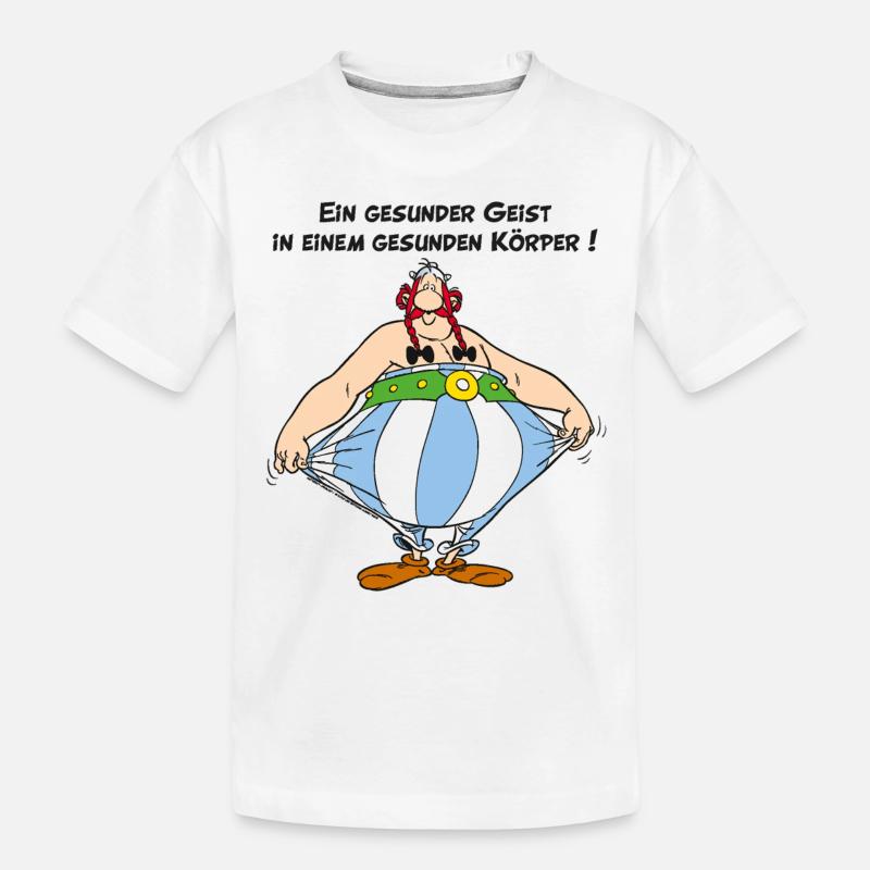 Obelix: Ein gesunder Geist, in einem Gesunden Kör - Kinder Premium Bio T-Shirt - Weiß