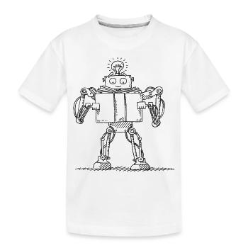 Robots Book Read Machine Learning AI Symbol - Kids' Premium Organic T-Shirt - white - Front