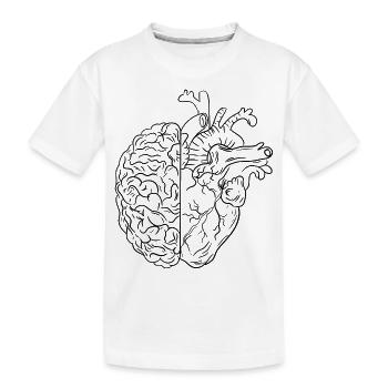 Avec le cœur et le cerveau - T-shirt bio Premium Enfant - blanc - Devant