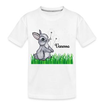 Name Cup Kids Rabbit Name Gift Vanessa - Kids' Premium Organic T-Shirt - white - Front