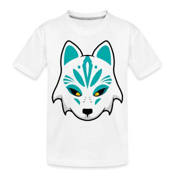 Kitsune Maske blau - Kinder Premium Bio T-Shirt - Weiß - Vorne