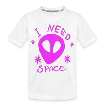 Alien pink I NEED SPACE Weltall Universum Galaxie - Kinder Premium Bio T-Shirt - Weiß - Vorne