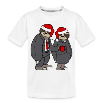 Paire de paresseux Chapeaux de Noël Paires Père Noël - T-shirt bio Premium Enfant - blanc - Devant