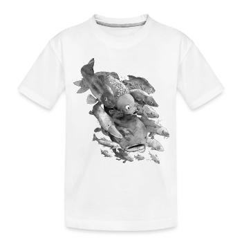 Angler T-Shirt - Kinder Premium Bio T-Shirt - Weiß - Vorne