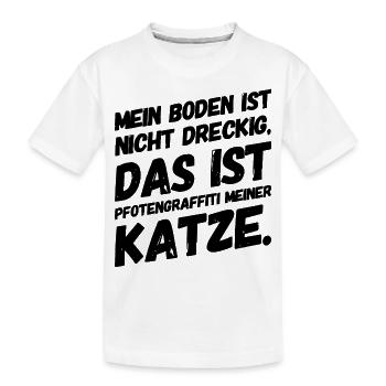 Mein Boden ist nicht dreckig Pfotengraffiti Spruch - Kinder Premium Bio T-Shirt - Weiß - Vorne