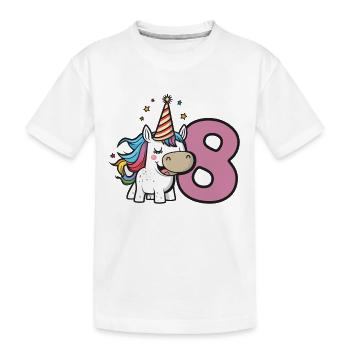 Unicorn Birthday for 8th Birthday Party - Kids' Premium Organic T-Shirt - white - Front