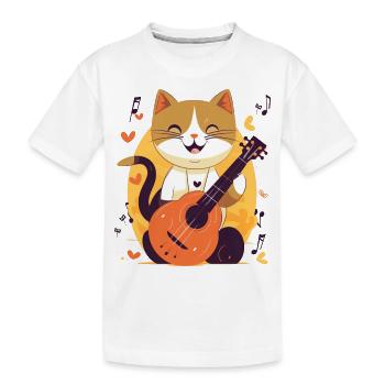 Chat mignon avec guitare - T-shirt bio Premium Enfant - blanc - Devant