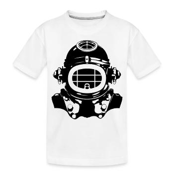 Taucherhelm Tauchen Apnoe Vintage - Kinder Premium Bio T-Shirt - Weiß - Vorne