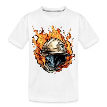 Casque de pompier en feu n°1 - T-shirt bio Premium Enfant - blanc - Devant