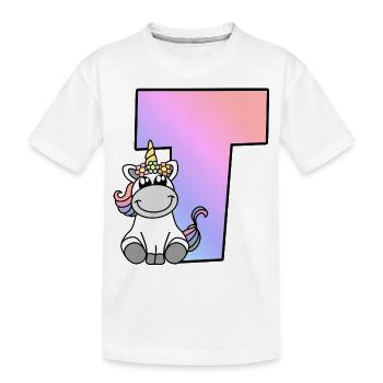Unicorn Letter T - Kids' Premium Organic T-Shirt - white - Front
