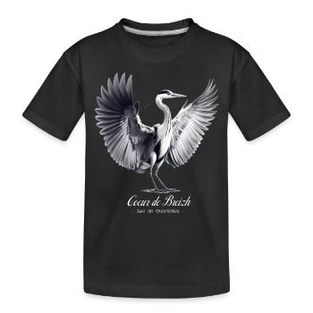 heron cendre guerledan coeur de breizh - T-shirt bio Premium Enfant - noir - Devant