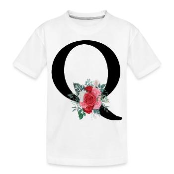 Lettre q floral rouge - T-shirt bio Premium Enfant - blanc - Devant
