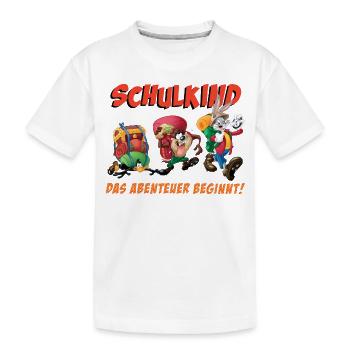 Looney Tunes Schulkind Das Abenteuer Beginnt - Kinder Premium Bio T-Shirt - Weiß - Vorne