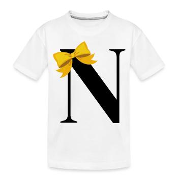 Letter n yellow bow - Kids' Premium Organic T-Shirt - white - Front