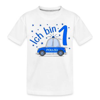 Polizeiauto Ich bin 1 Geburtstag Blau - Kinder Premium Bio T-Shirt - Weiß - Vorne