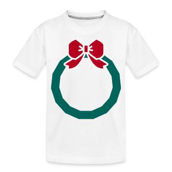 Weihnachtskranz mit rotem Band - Kinder Premium Bio T-Shirt - Weiß - Vorne