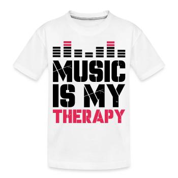 music is my therapy - Kids' Premium Organic T-Shirt - white - Front