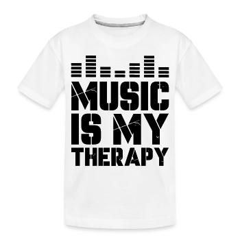 music is my therapy - Kids' Premium Organic T-Shirt - white - Front