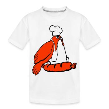 Oiseau griller des saucisses griller délicieusement manger des saucisses - T-shirt bio Premium Enfant - blanc - Devant
