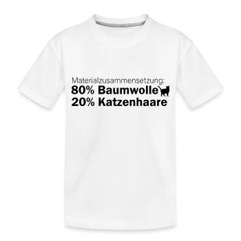 Materialzusammensetzung: 80% Baumwolle, 20% Katzen - Kinder Premium Bio T-Shirt - Weiß - Vorne