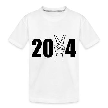 2024 Hand with victory sign - Kids' Premium Organic T-Shirt - white - Front