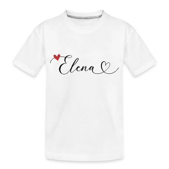 Elena Name Vorname Kalligrafieherz - Kinder Premium Bio T-Shirt - Weiß - Vorne