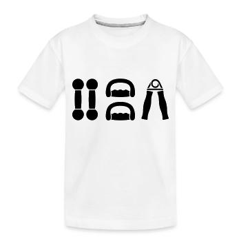 gym dumbell sport - Kinder Premium Bio T-Shirt - Weiß - Vorne