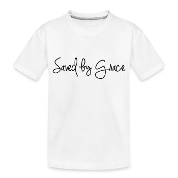 Saved by Grace - Kids' Premium Organic T-Shirt - white - Front