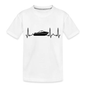 Motorboot Boot Herzschlag Kapitän - Kinder Premium Bio T-Shirt - Weiß - Vorne