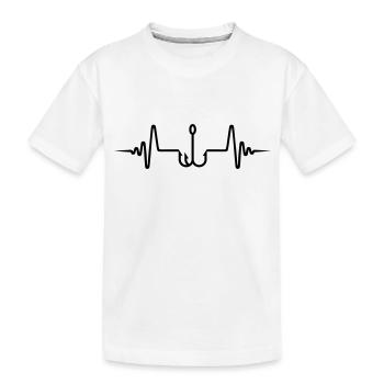 Fishing hook angler pulse - Kids' Premium Organic T-Shirt - white - Front