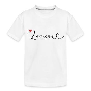 Laurena Nom Prénom Calligraphie coeur - T-shirt bio Premium Enfant - blanc - Devant
