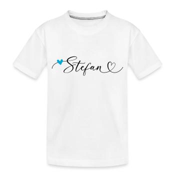Stefan Name Vorname Kalligrafieherz - Kinder Premium Bio T-Shirt - Weiß - Vorne