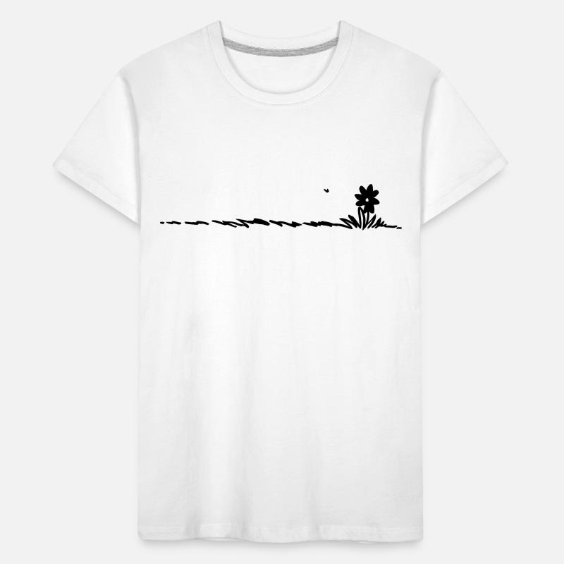 fleur de bande dessinée dans l'herbe avec des insectes T-shirt bio Premium Enfant