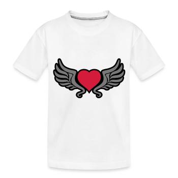 tribal_heart_wings_kontur_3c - Kinder Premium Bio T-Shirt - Weiß - Vorne