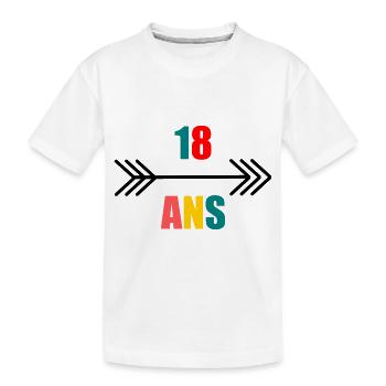 18 ANS. 18e ANNIVERSAIRE. ANNIVERSAIRE 18 ANS. 18 - T-shirt bio Premium Enfant - blanc - Devant