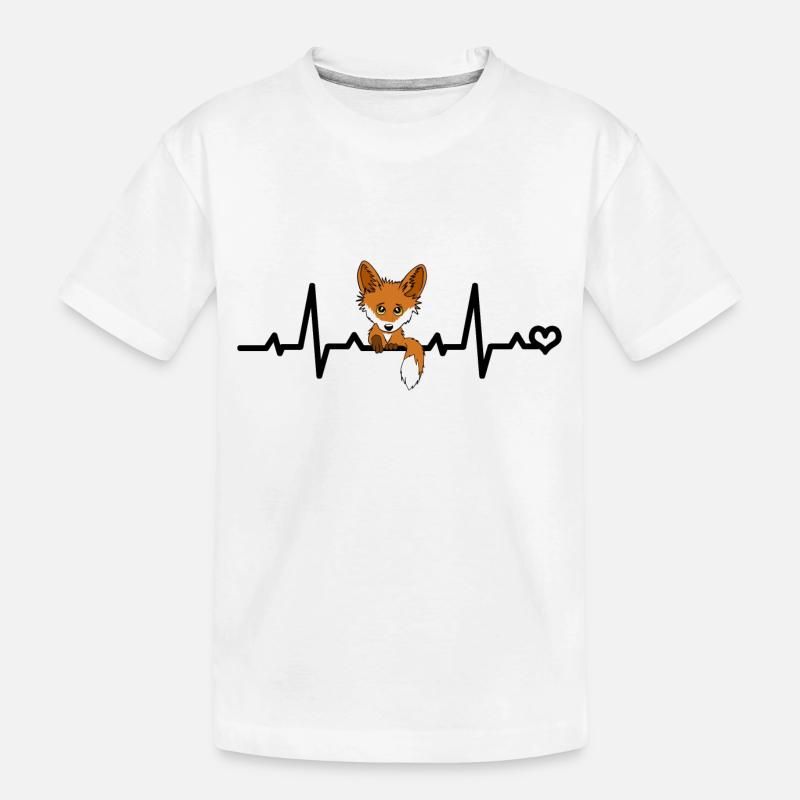 Fuchs Herzschlag Herzfrequenz Beat Tier Waldtier - Kinder Premium Bio T-Shirt - Weiß