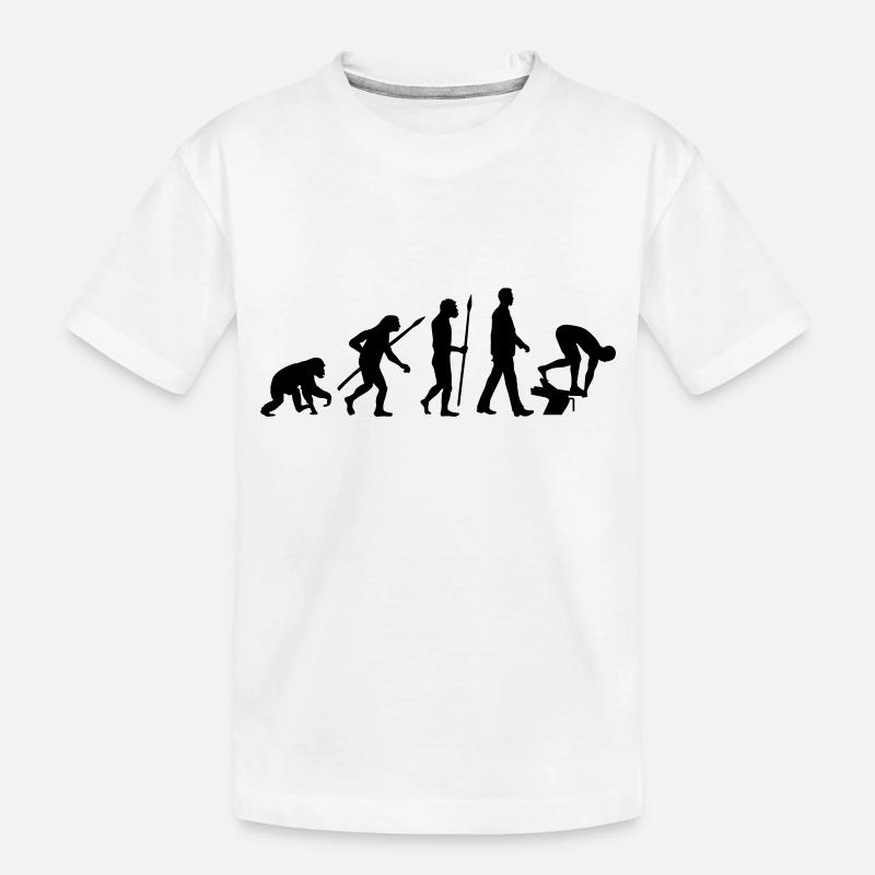 evolution_schwimmer_102012_a_1c - Kinder Premium Bio T-Shirt - Weiß