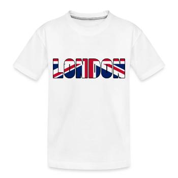 London – Fetter Text mit britischer Flagge im Inneren - Kinder Premium Bio T-Shirt - Weiß - Vorne