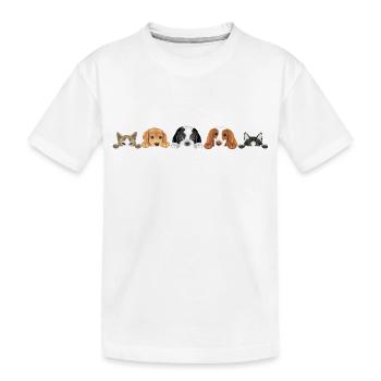 Niedliche Hunde und Katzen spähen - Kinder Premium Bio T-Shirt - Weiß - Vorne