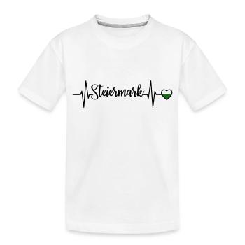 Steiermark Puls Herzlinie - Kinder Premium Bio T-Shirt - Weiß - Vorne