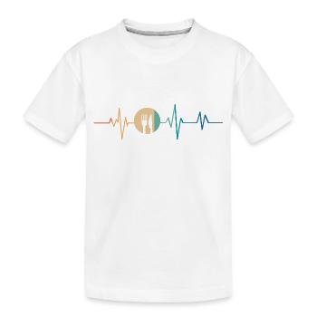 Retro Heartbeat Spoon and Fork - Kids' Premium Organic T-Shirt - white - Front